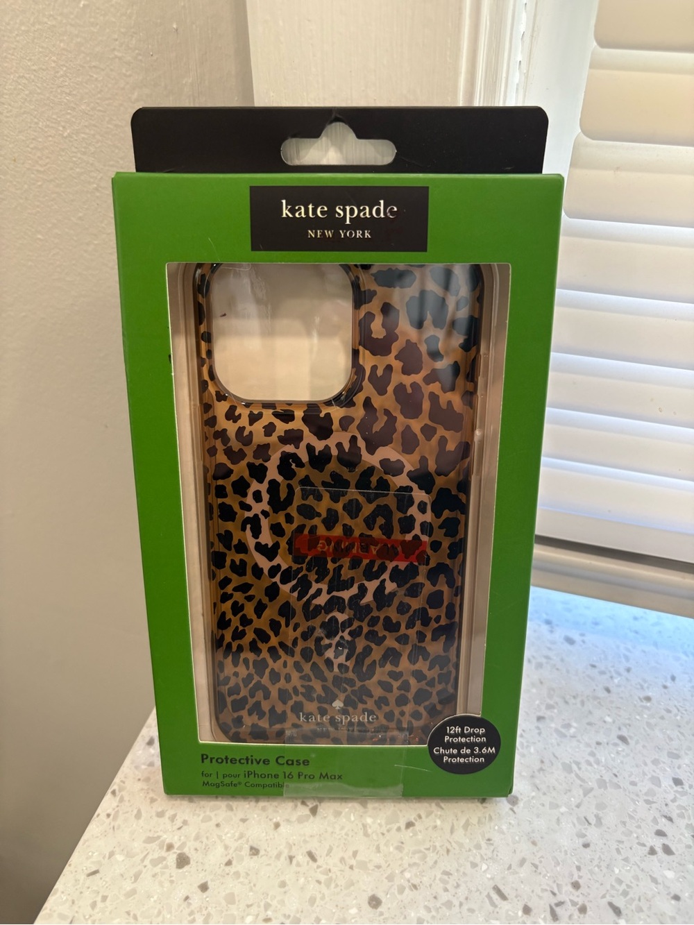 NIB kate spade Leopard Print Protective Case for iPhone 16 Pro Max - Brown